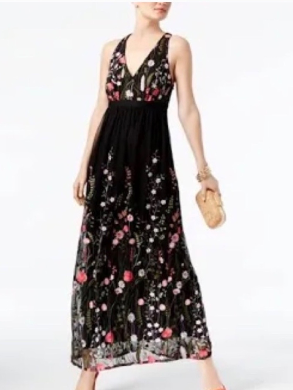 INC International Concepts Floral Embroidered Maxidress Medium